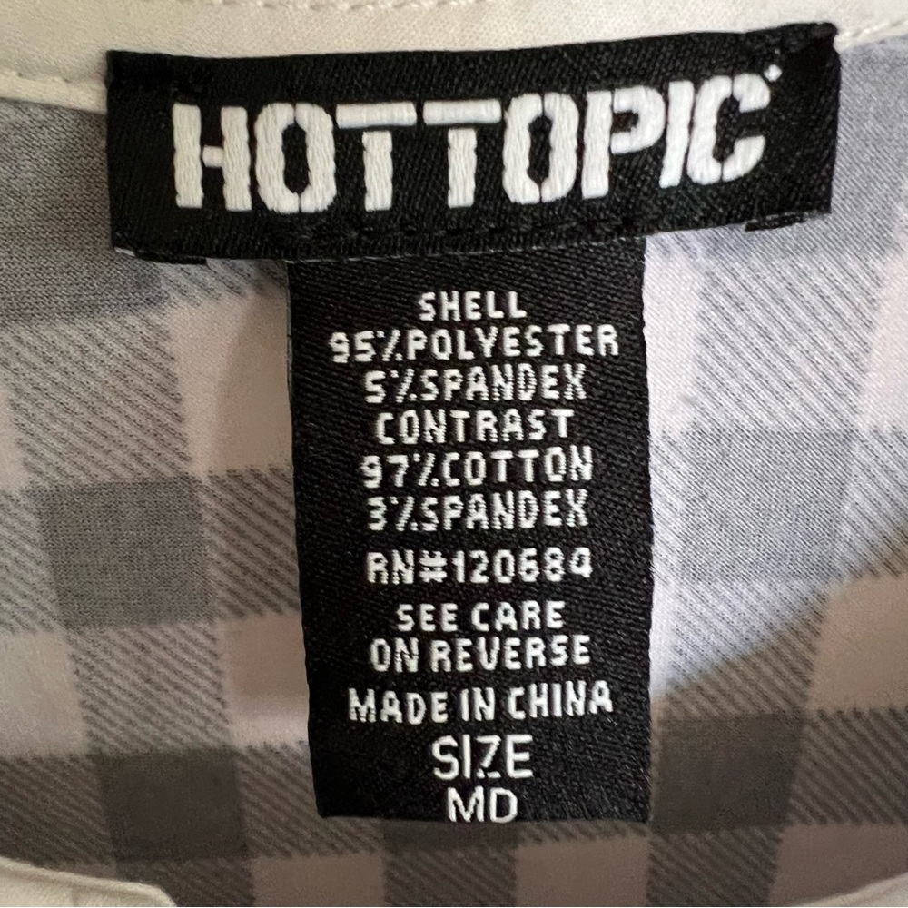 Hot Topic Black & White Buffalo Checkered Tiered Dress Size M - Picture 11 of 12